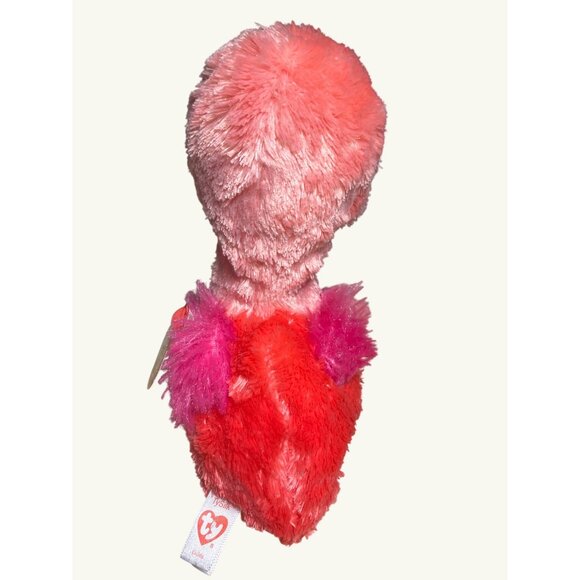 Ty Beanie Boo's Gilda Pink Flamingo 2018 Silk Plush Toy Blue Glitter Eyes - Picture 12 of 14